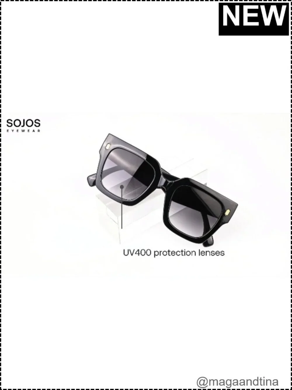 Oversized Square Sunglasses UV400 Protection Plastic Frame